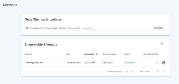 Search console sitemap